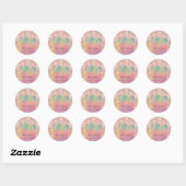 Sticker Rond Merci Nom 16e Parties scintillant de Rose nuptiale (Feuille)