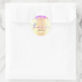 Sticker Rond Merci Nom 16e Parties scintillant d'or violet nupt (Sac)