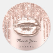 Sticker Rond Merci Nom 16e Parties scintillant Rose nuptiale Ba (Devant)