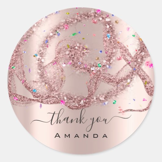 Sticker Rond Merci Nom 16e Rose nuptiale Confetti moderne (Devant)