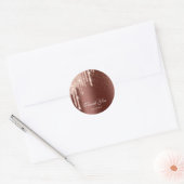 Sticker Rond Merci Nom 16e Rose nuptiale Gold Drips Brown (Enveloppe)