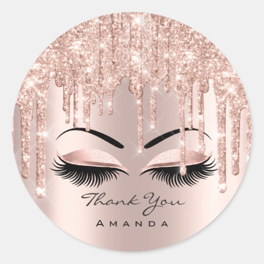 Sticker Rond Merci Nom 16e Rose nuptiale maquillage Parties sci (Devant)