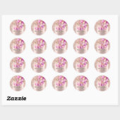 Sticker Rond Merci Nom 16e Rose nuptiale Parties scintillant Ba (Feuille)