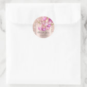 Sticker Rond Merci Nom 16e Rose nuptiale Parties scintillant Ba (Sac)
