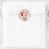 Sticker Rond Merci Nom 16e Roses de la marée Drip Marsala rose (Sac)