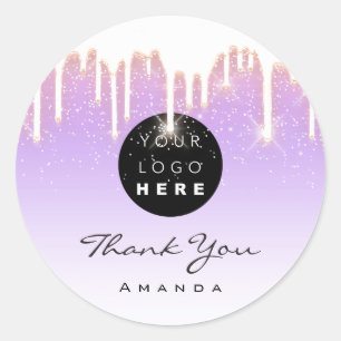 Sticker Rond Merci Nom Artiste maquillage Rose violet.Logo