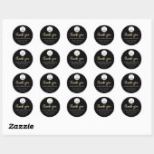 Sticker Rond Merci Nom commercial Logo Code QR Script noir (Feuille)