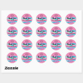 Sticker Rond Merci Nom de script Web Traces Rose rose (Feuille)
