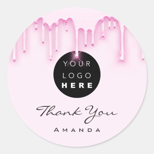 Sticker Rond Merci Nom d'entreprise Maquillage Artiste Pink Log (Devant)