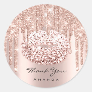 Sticker Rond Merci Nom Douce 16e Fête de Mariage Rose