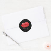 Sticker Rond Merci Nom Douze Ans Mariage Noir Rouge Baiser Lèvr (Enveloppe)