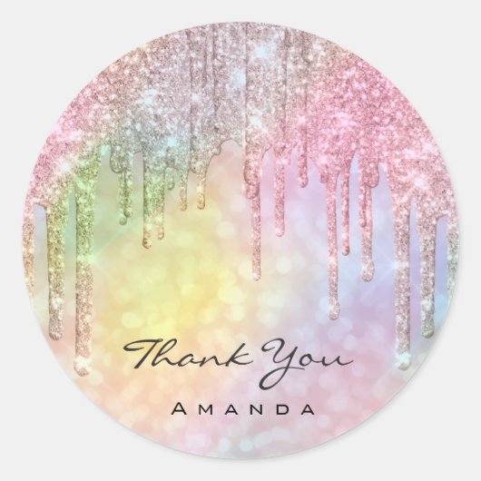 Sticker Rond Merci Nom Douzième Anniversaire Mariage Rose Holog (Devant)