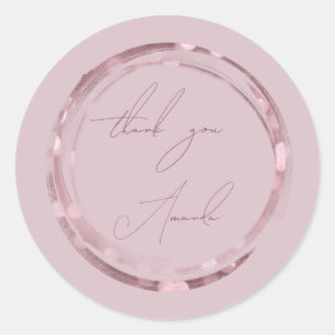 Sticker Rond Merci Nom du phoque Rose Poudre douce 16e nuptiale