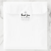 Sticker Rond Merci Nom du script Boutique Noir Blanc Simplement (Sac)