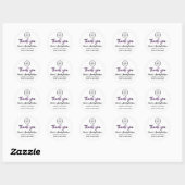 Sticker Rond Merci Nom du script Logo Parties scintillant viole (Feuille)