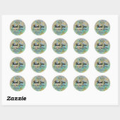 Sticker Rond Merci Nom du script Logo personnalisé Gold Green (Feuille)