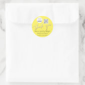 Sticker Rond Merci Nom du script Logo Qr Code en ligne Jaune (Sac)