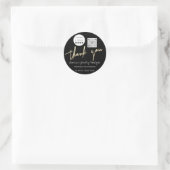 Sticker Rond Merci Nom du script Logo Qr Code en ligne Noir (Sac)