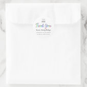 Sticker Rond Merci Nom du script Shop Holographique Blanc (Sac)