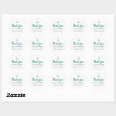 Sticker Rond Merci Nom du script Shop Web Logo Gold Blue (Feuille)