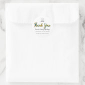 Sticker Rond Merci Nom du script Shop Web Logo Turquoise Gold (Sac)
