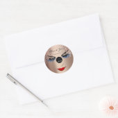 Sticker Rond Merci Nom Eyelash Red Lips Rose Logo (Enveloppe)