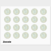 Sticker Rond Merci Nom Floral Vert Or Mariage Robe de Mariée (Feuille)