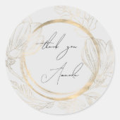 Sticker Rond Merci Nom Gris Floral Frame Circle Pastel Cla (Devant)