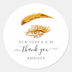 Sticker Rond Merci Nom Lashes Microblade Makeup Gold