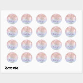 Sticker Rond Merci Nom Mariage Parties scintillant rose Hologra (Feuille)