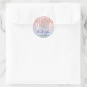 Sticker Rond Merci Nom Mariage Parties scintillant rose Hologra (Sac)