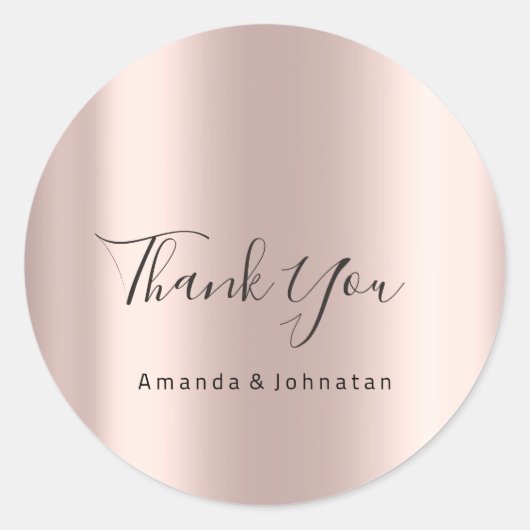 Sticker Rond Merci Nom Mariage Rose Bridal Sweet 16e (Devant)