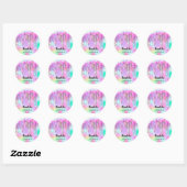 Sticker Rond Merci Nom Pink Drip Holograph Drip Drip (Feuille)
