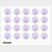 Sticker Rond Merci Nom Pink Holograph Pastels Sweet 16e (Feuille)