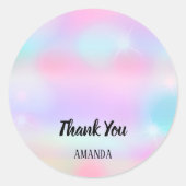 Sticker Rond Merci Nom Pink Holograph Pastels Sweet 16e (Devant)