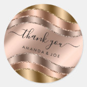 Sticker Rond Merci Nom Rose Gold 16e Mariage (Devant)