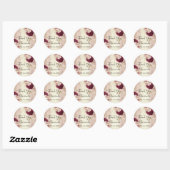 Sticker Rond Merci Nom Rose Gold Florales Marsala (Feuille)
