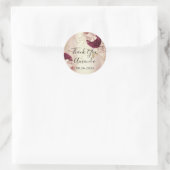 Sticker Rond Merci Nom Rose Gold Florales Marsala (Sac)
