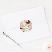 Sticker Rond Merci Nom Rose Gold Florales Marsala (Enveloppe)