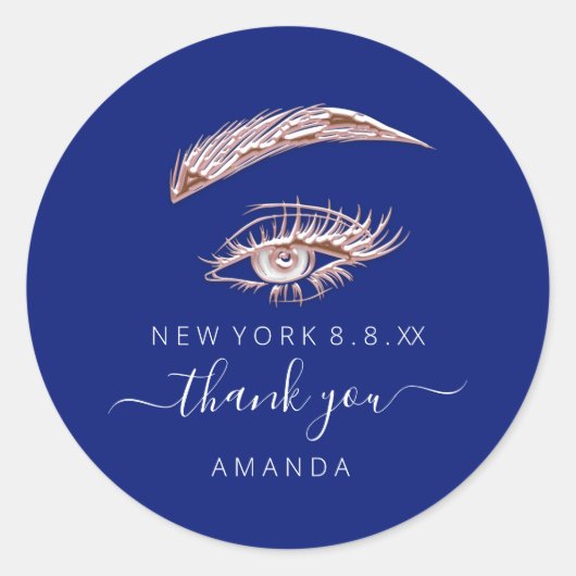 Sticker Rond Merci Nom Rose Lashes Microblade Blue (Devant)