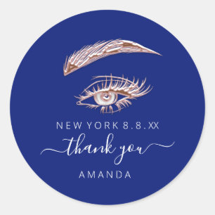 Sticker Rond Merci Nom Rose Lashes Microblade Blue