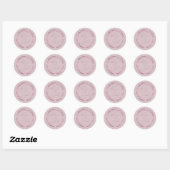 Sticker Rond Merci Nom Sceau Rose Poudre Douce 16ème Mariage (Feuille)