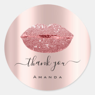 Sticker Rond Merci Nom Sweet16th Rose. Kisser LIPS