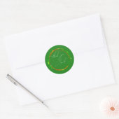 Sticker Rond Merci Nom Vert Cuivre Orange Bois (Enveloppe)