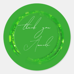 Sticker Rond Merci Nom Vert Favor Petite Entreprise