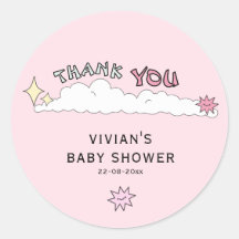 Merci nuageux rose Doodle