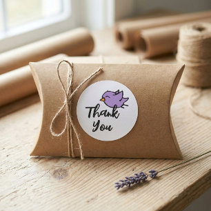 Sticker Rond Merci Oiseau Violet Entreprise Petite Fantaisiste