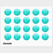Sticker Rond Merci Ombre peint en bleu turquoise (Feuille)