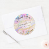 Sticker Rond Merci Opal rose pastel (Enveloppe)