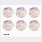 Sticker Rond Merci Opal rose pastel (Feuille)